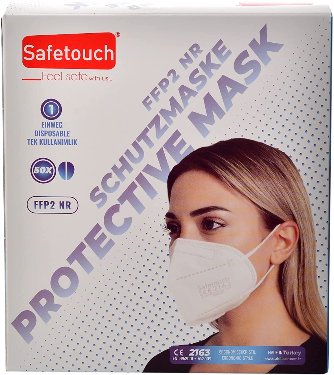 safetouch FFP2 Maske - 5 Lagen Weiß. (1x50)