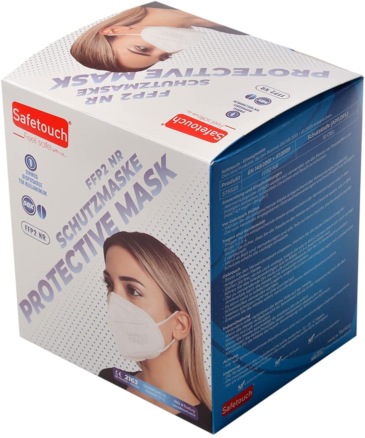 safetouch FFP2 Maske - 5 Lagen Weiß. (1x50)