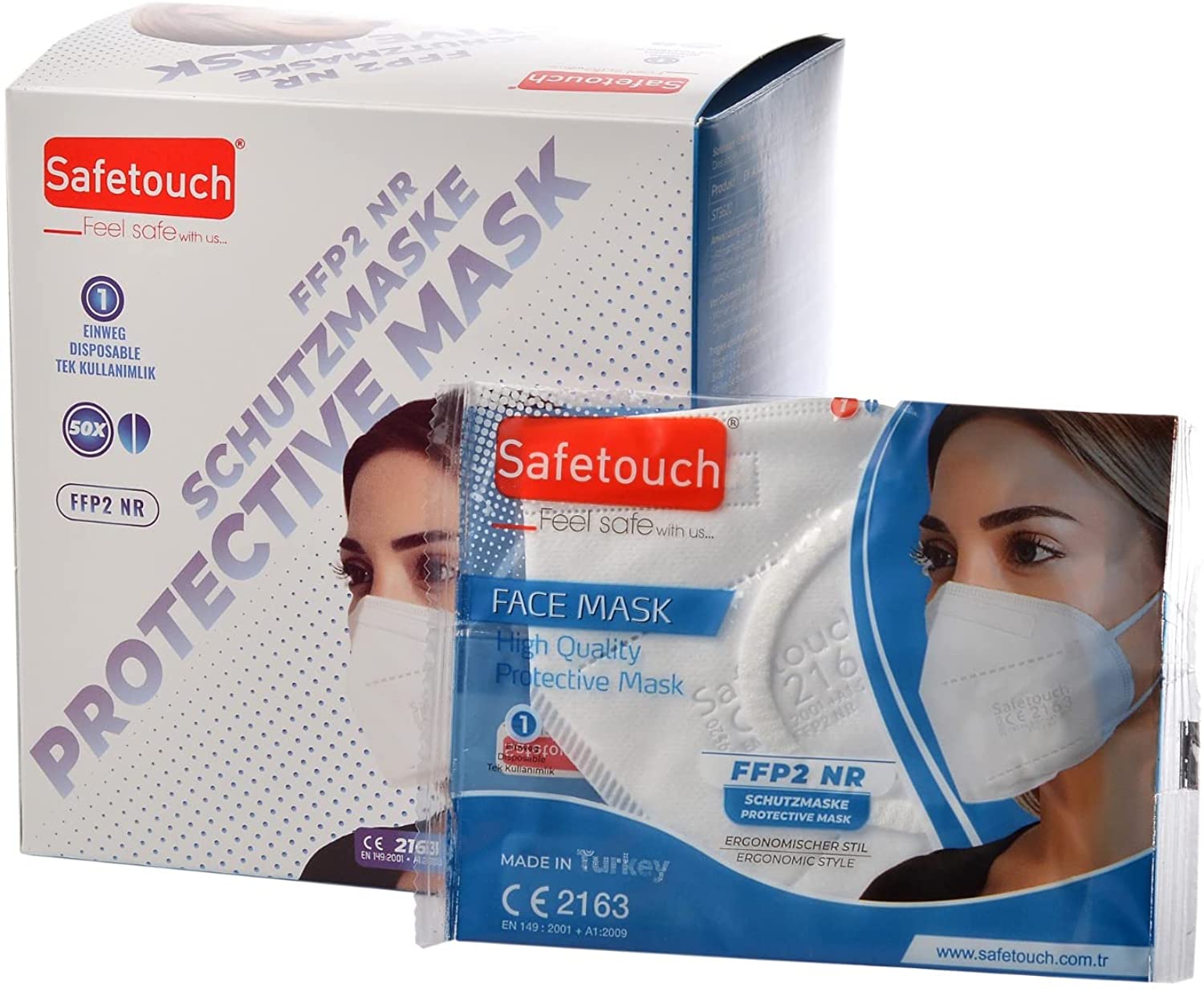 safetouch FFP2 Maske - 5 Lagen Weiß. (1x50)